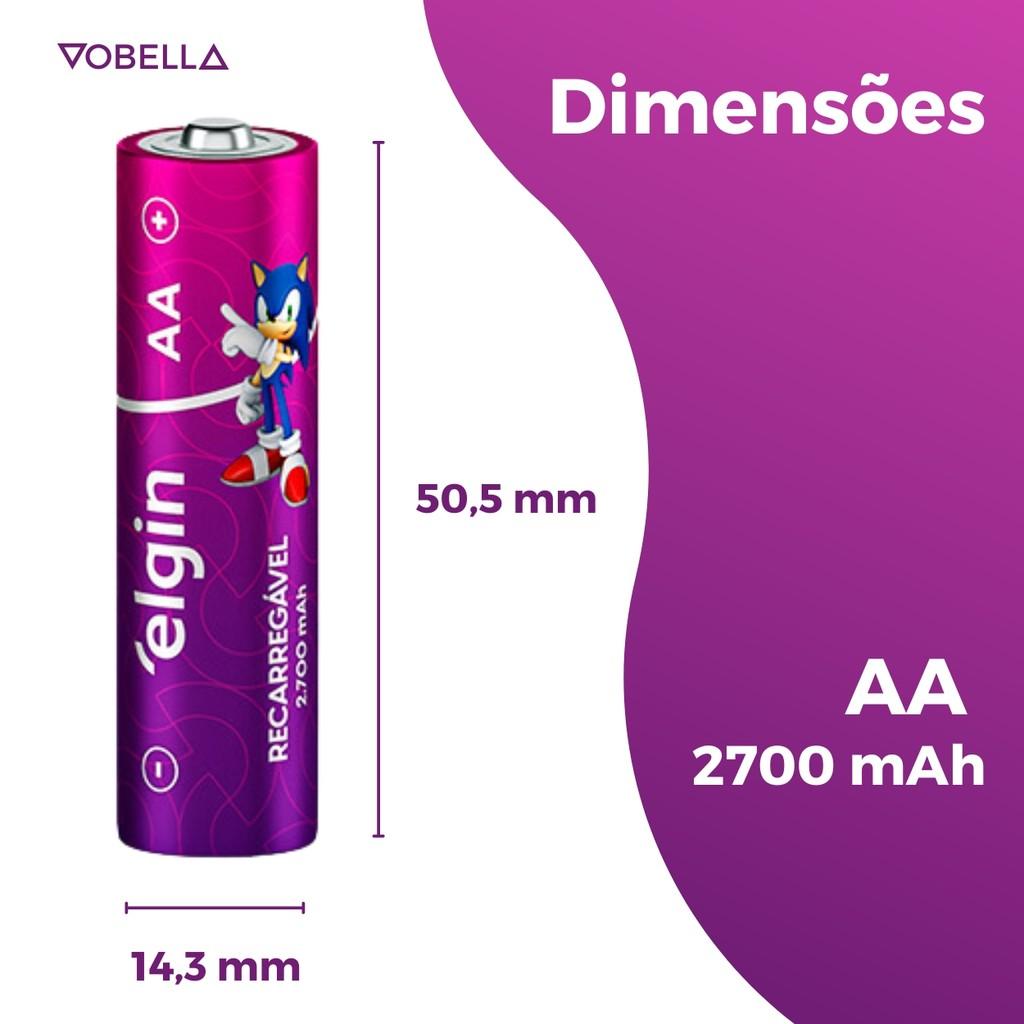 Kit 2 Blister 4 Pilha Recarregável Aa Pequena 2700mah Elgin