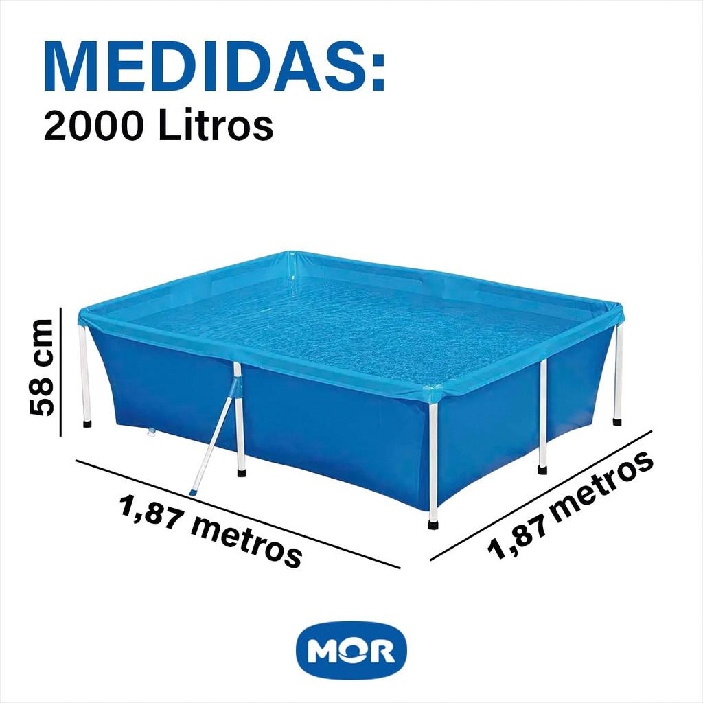 Piscina Estruturada 2000 Litros Azul Quadrada Mor Infantil