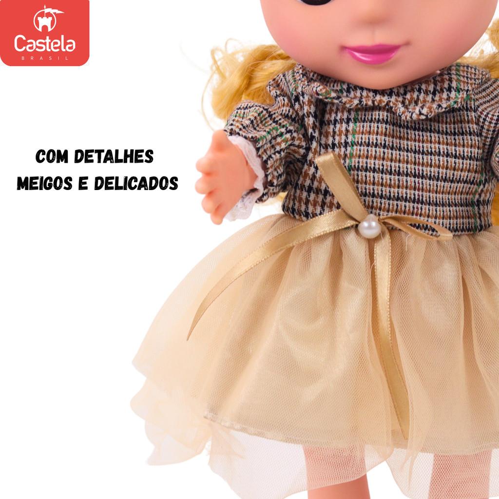 Boneca Happy C/som Loira Vestido Bege -castela