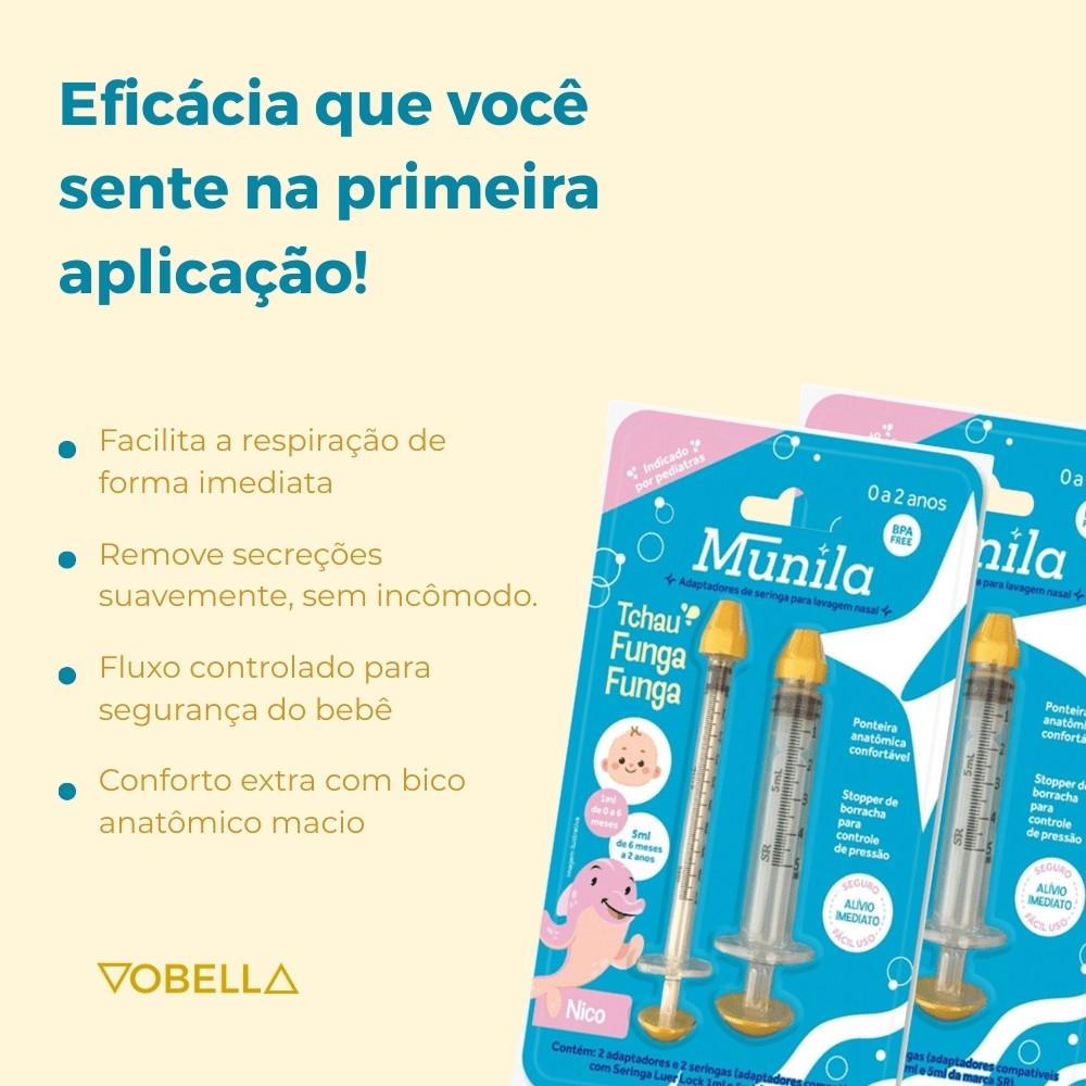 2 Seringas Lavagem Nasal 2 Adaptadores Bebê Infantil Munila