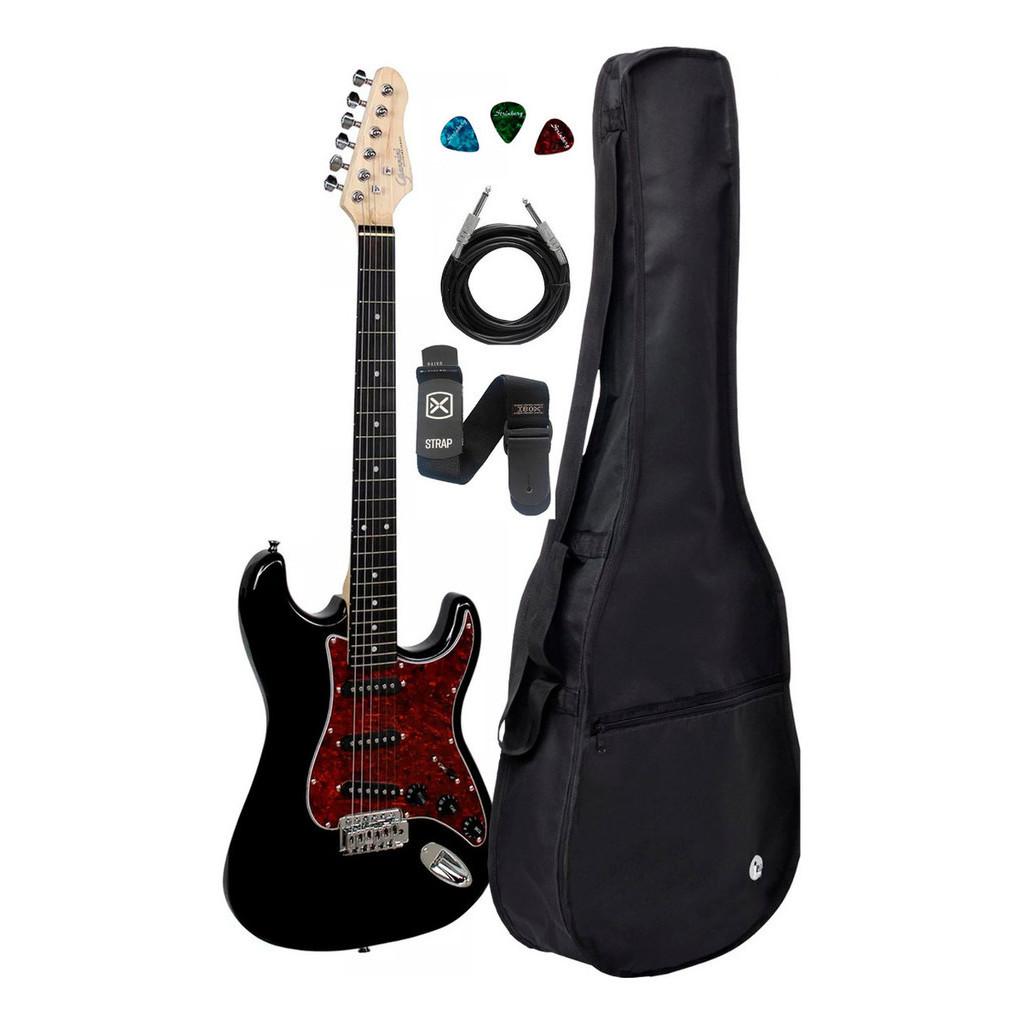Guitarra Strato Giannini G-100 Bk/tt Preto + Kit Capa Cabo