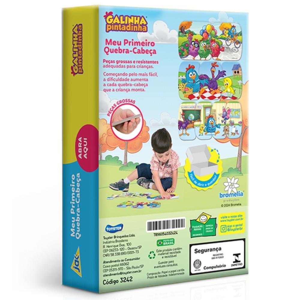 Meu Primeiro Quebra Cabeça Galinha Pintadinha Kit Com 3 Jak Toyster Desenho Jogo Puzzle Brinquedo