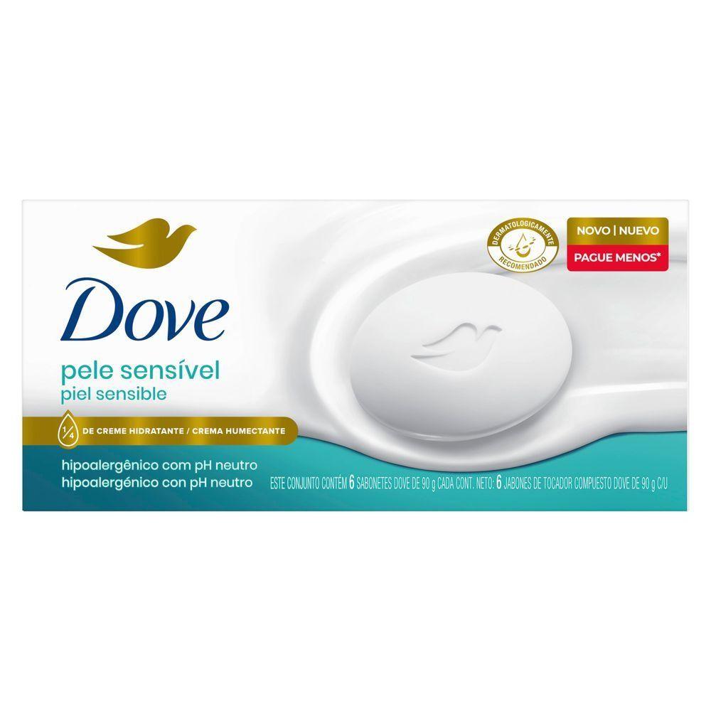 Kit 2 Sabonetes Em Barra Dove Pele Sensível 90 G 6 Unidades