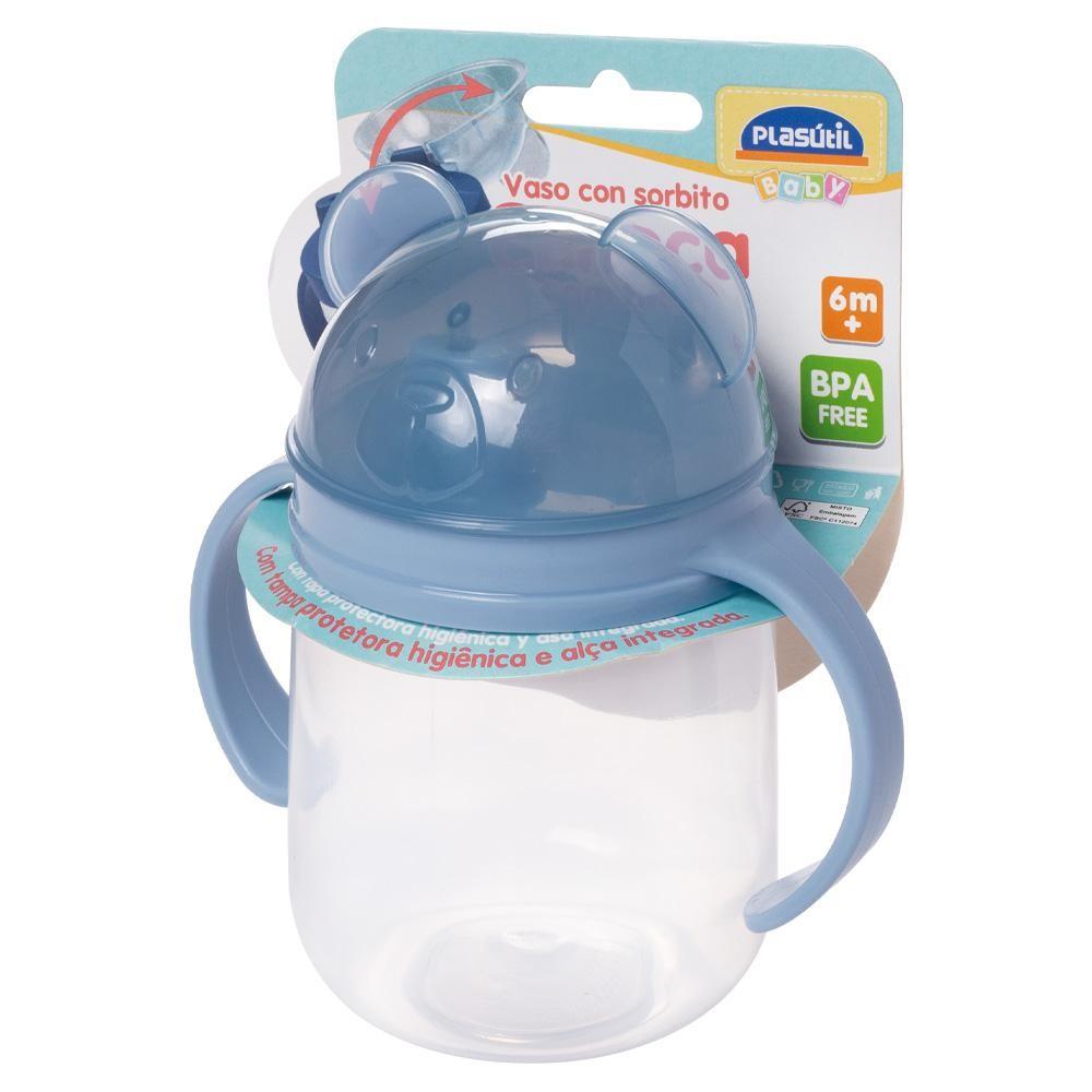 Caneca De Treinamento Com Bico 350 Ml Urso Azul Plasútil