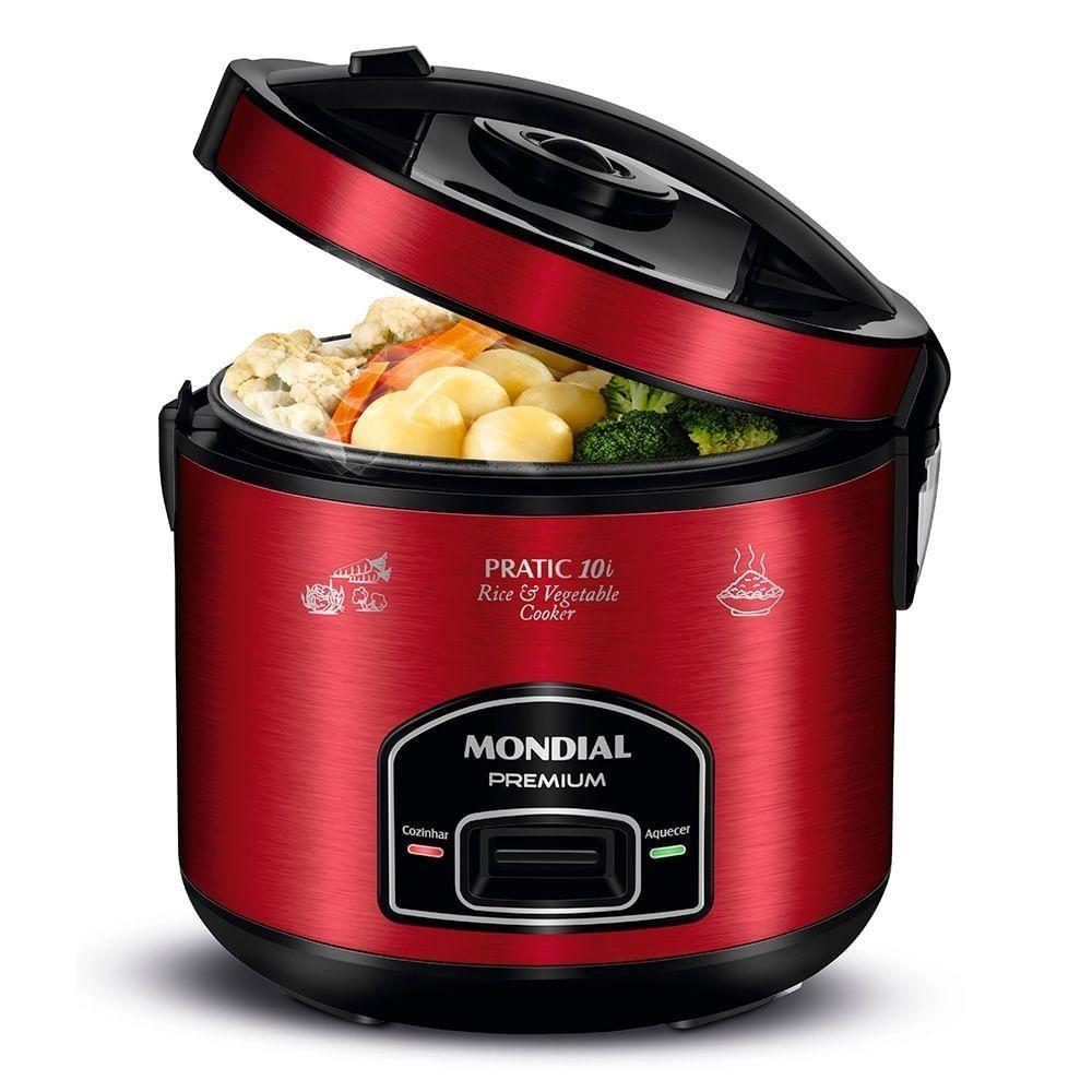 Panela De Arroz Elétrica Mondial Pratic 10i Pe-42-10x Vermelho/inox 110V