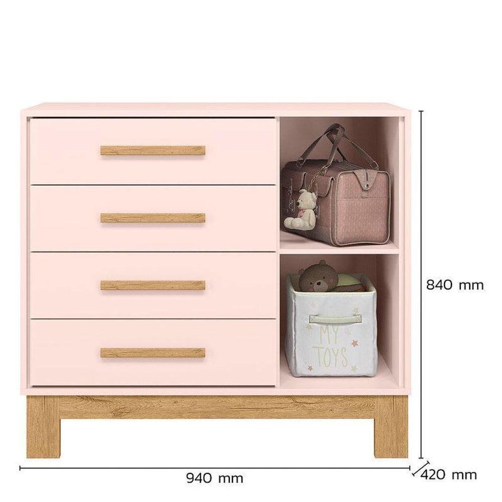 Quarto De Bebê Q Encanto Slim Ambiente Rosa Acetinado - Qmovi