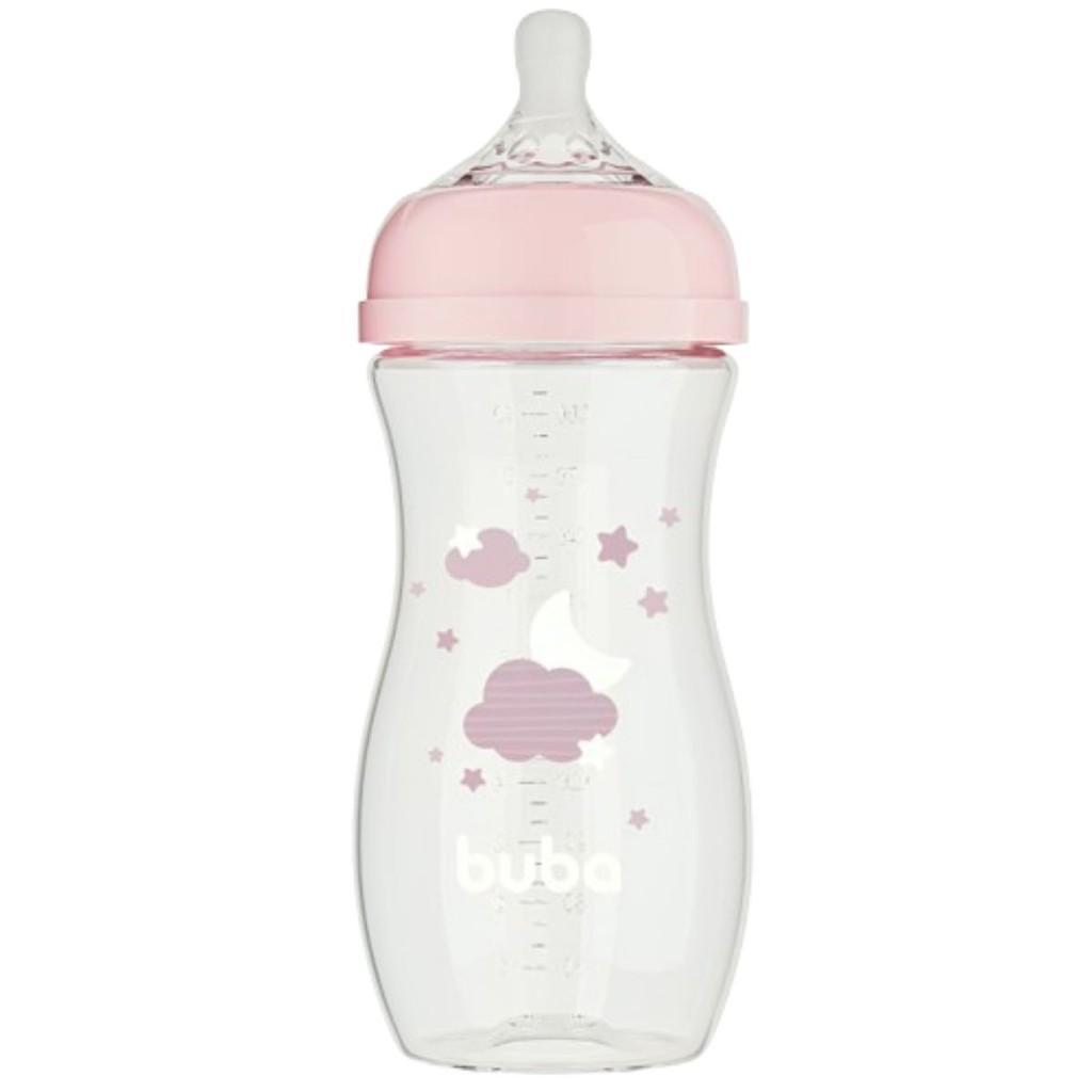 Mamadeira Easy Flow Nuvem Rosa 330ml Anti-cólica Buba