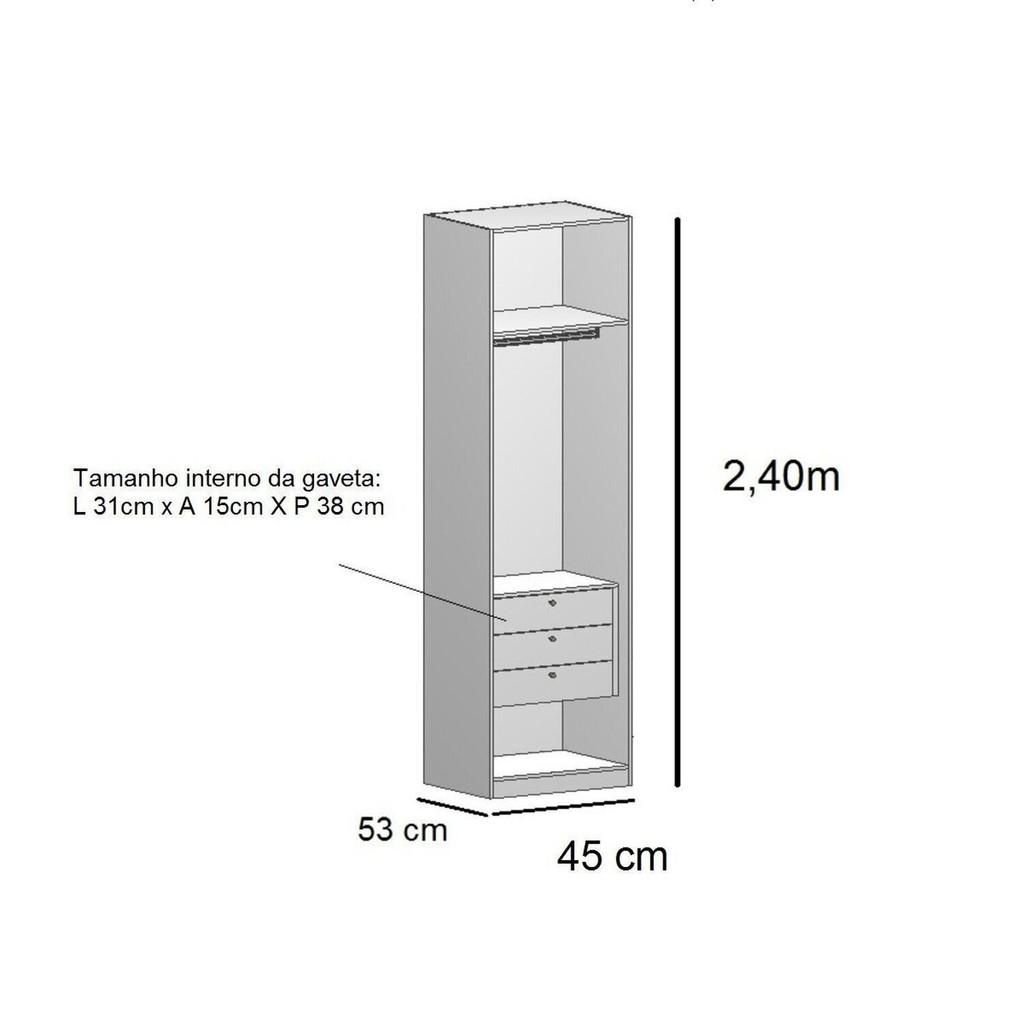 Guarda-roupa Modular 1 Porta 100 Mdf Altezza Clean
