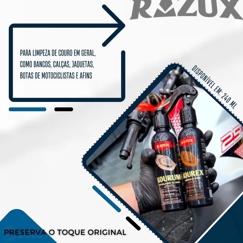 Kourex 240ml Razux Limpa Hidrata Couro Banco Moto Jaqueta