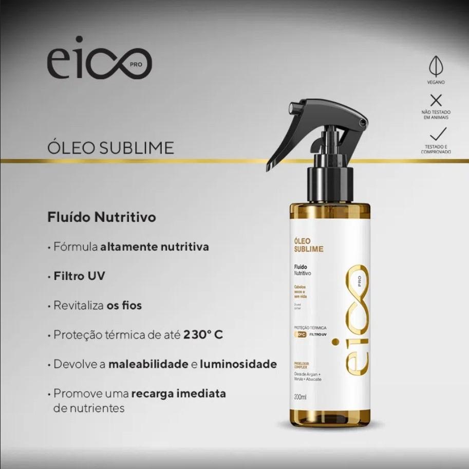 Eico PRO Spray Fluído Leave-in Finalizador Protetor Térmico Filtro Solar Hidratante 0 Frizz 200ml