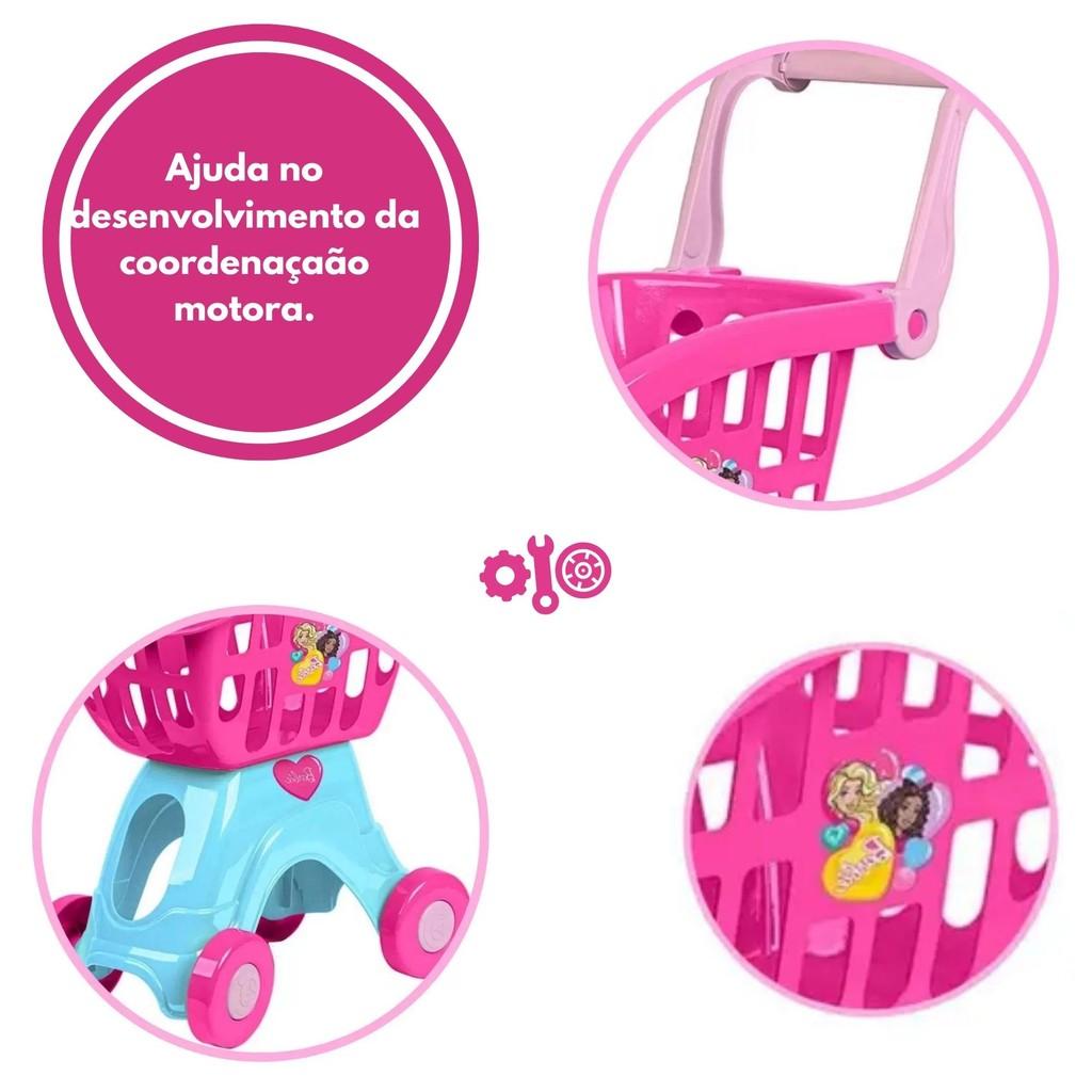 Brinquedo Carrinho De Compras Barbie Chef 50cm Brincando De Ir Ao Mercado E Feira Cotiplas