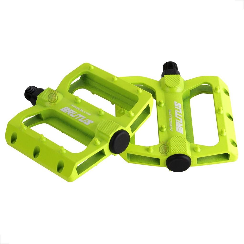 Pedal Plataforma Absolute Brutus Flat 9/16 Amarelo Neon - Dh Enduro Bmx Rosca Grossa 9/16 Freerider Bicicleta