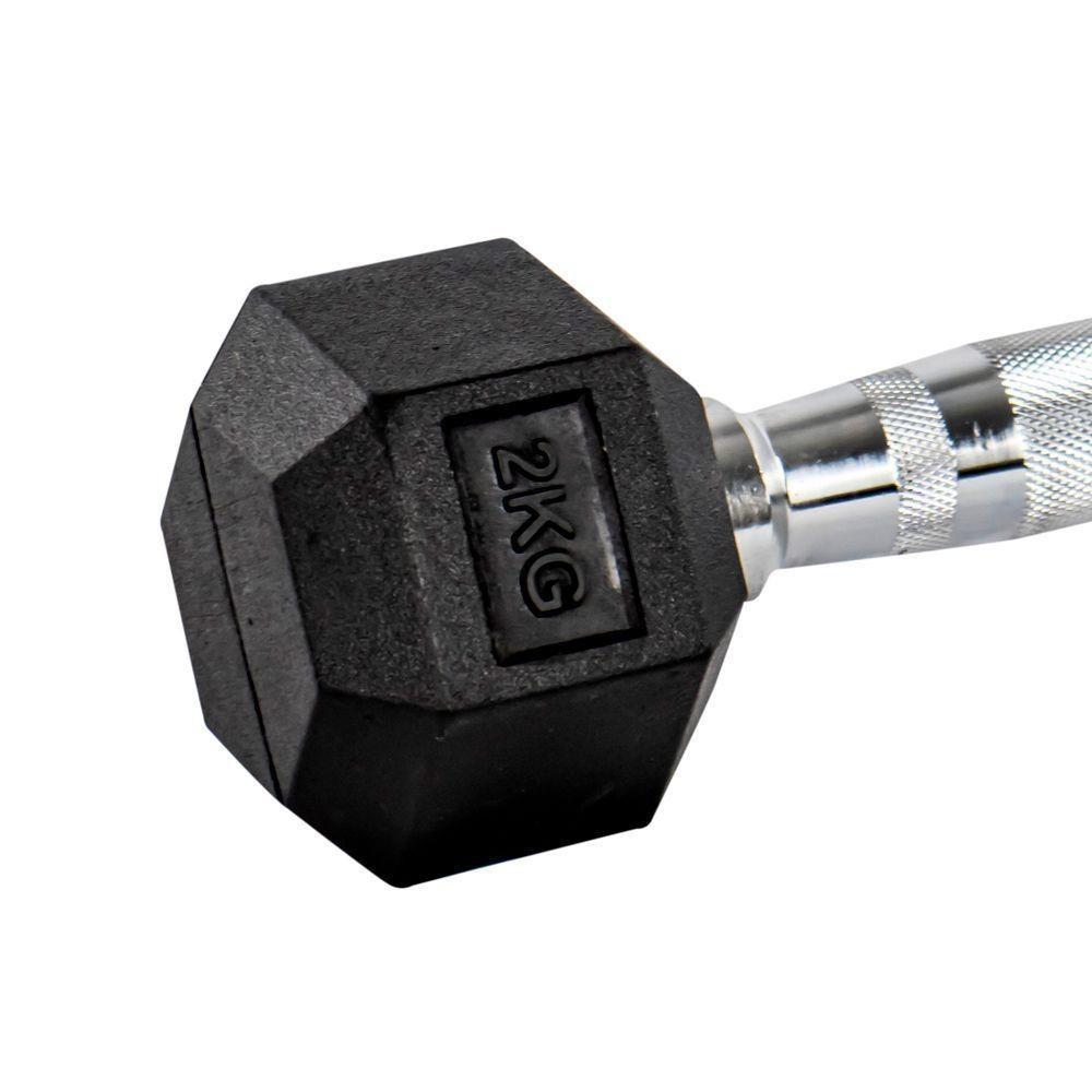 Par Halteres 2kg +2kg Dumbbell Sextavado Emborrachado Pegada Cromada Gallant (gdb02f3b-pt)