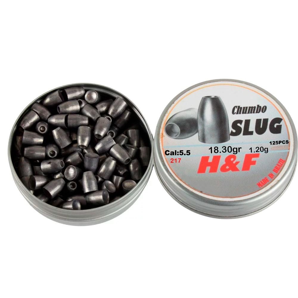 Chumbinho Slug 5.5mm 1.2g 18.30gr 125un - Slug H F