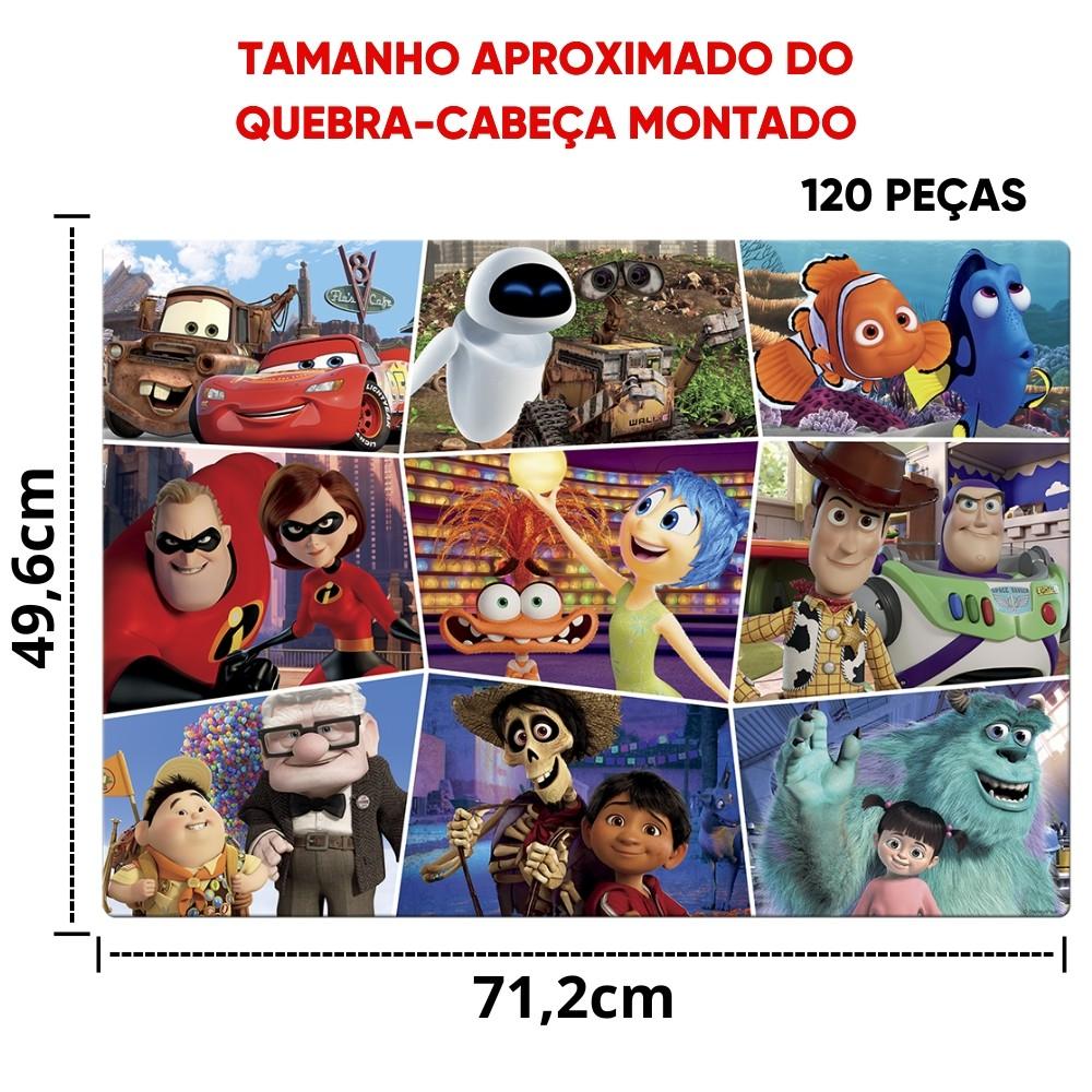 Quebra Cabeça Grandão Pixar Disney 120 Peças Grandes Toyster Filmes Carros Divertidamente Toy Story
