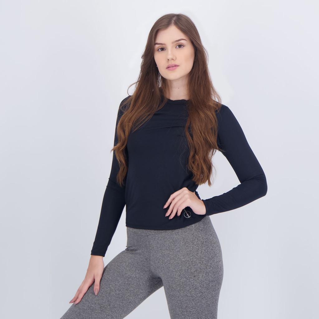 Camiseta Selene Manga Longa Proteção Uv50+ Feminina Preta