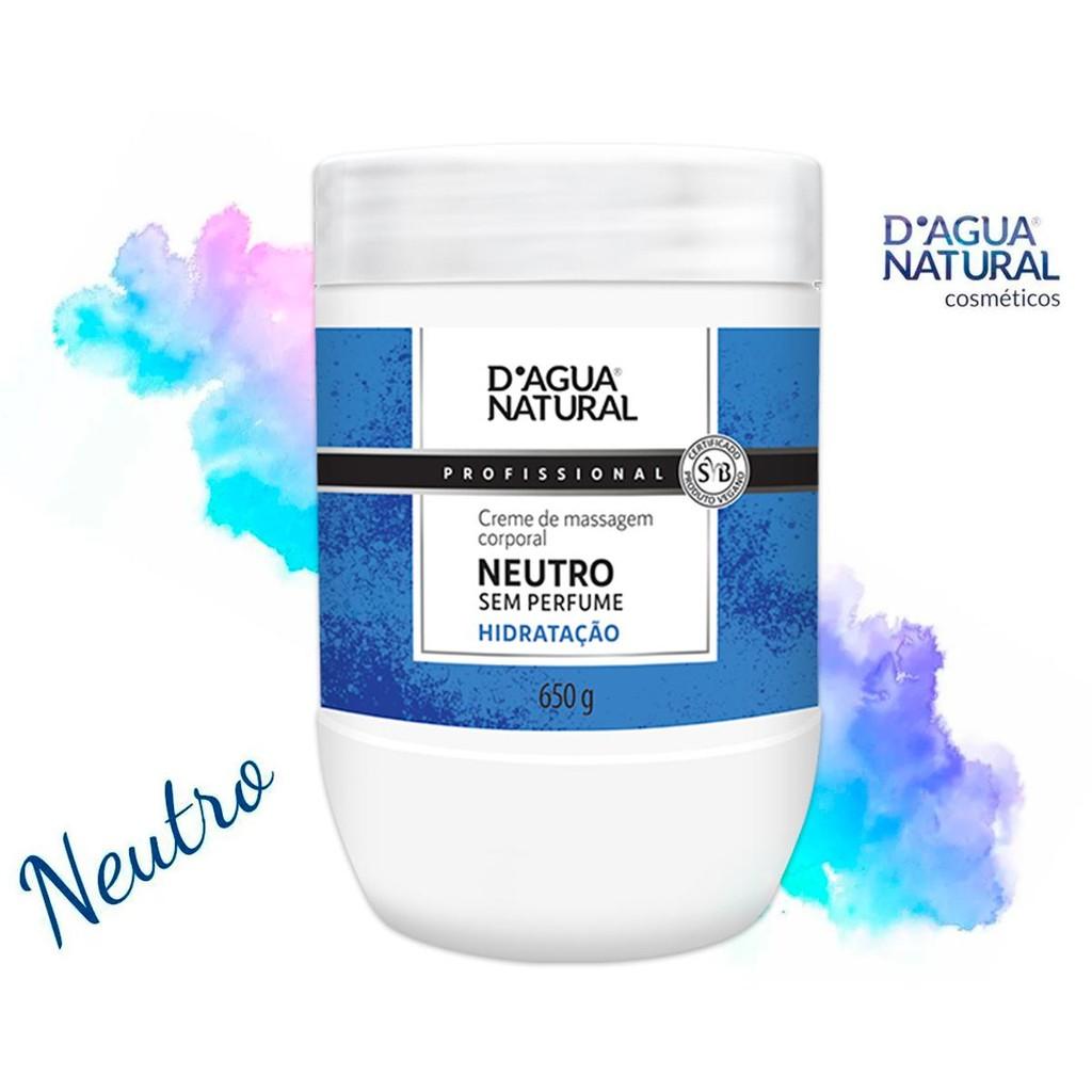 Creme De Massagem Corporal Dagua Natural Neutro 650g Sem Perfume Hidratação