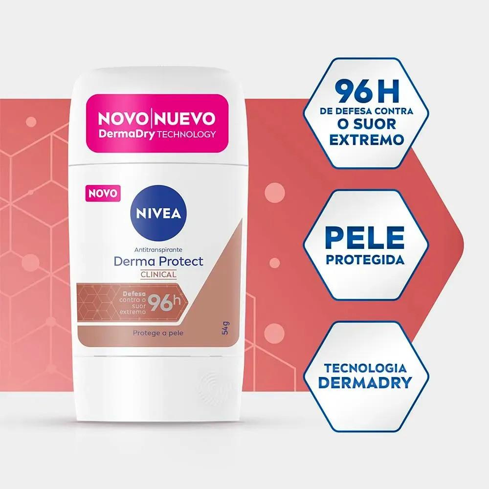 Kit C/3 Desodorante Nivea Clinical Stick Derma Protect Feminino 54G