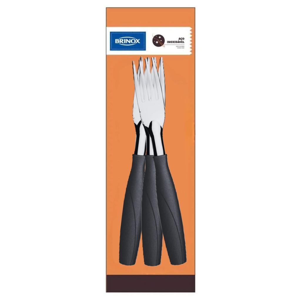 Garfos De Mesa Itaparica 3 Peças Preto Brinox - 6002/310