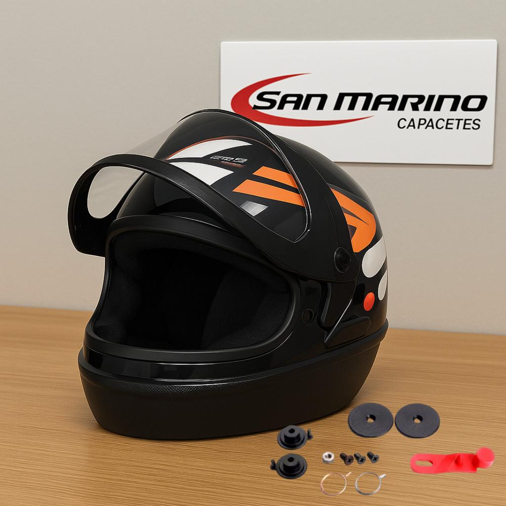 Par De Viseiras - Fumê + Cristal + Kit Reparo De Capacete San Marino + Pala