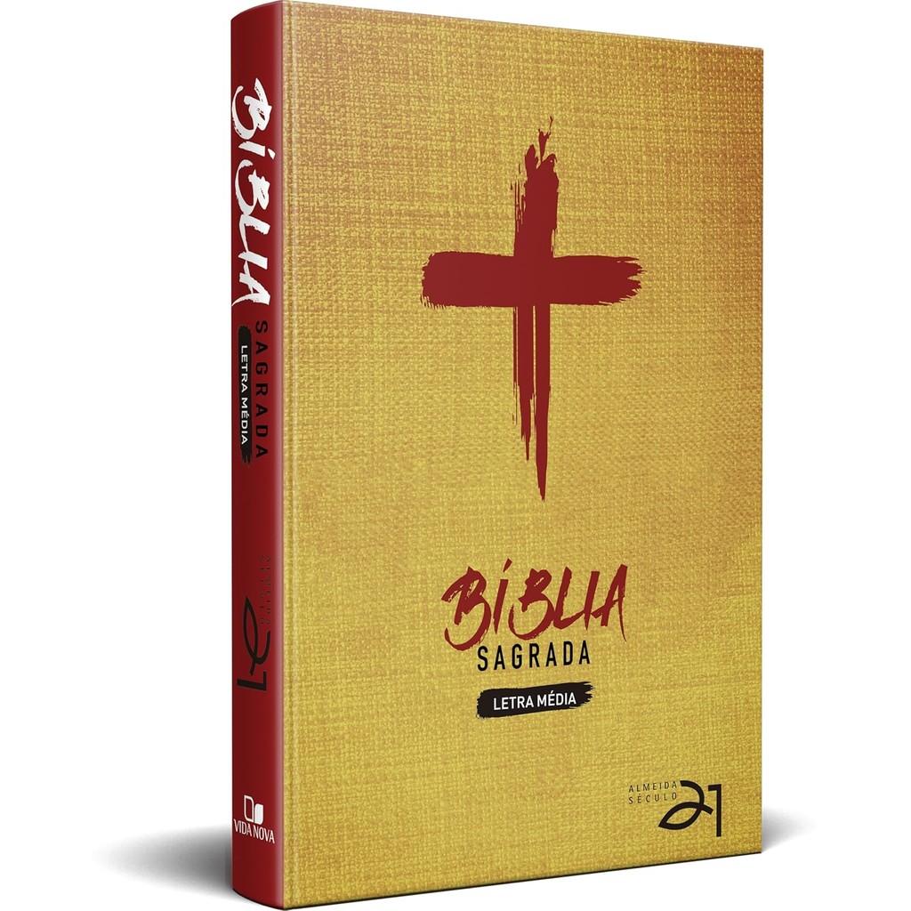 Bíblia Sagrada Almeida Século 21 Letra Normal C/Referencias Capa Dura Cruz De Cristo