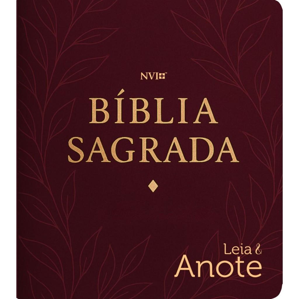 Bíblia Sagrada Com Espaço Para Anotações Nvi Leia E Anote Capa Luxo Floral Vinho