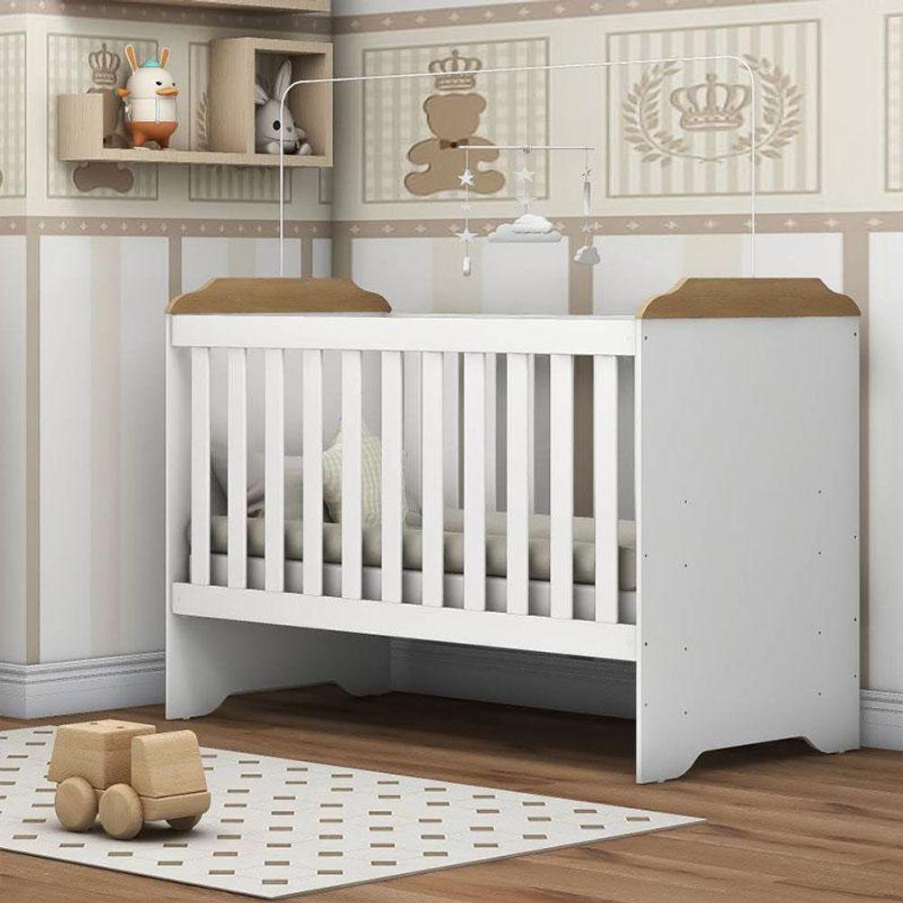 Berço Americano Mini Cama Mel Branco Acetinado Amadeirado - Carolina
