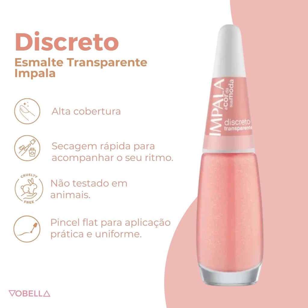 Kit 2 Esmalte Impala A Cor Da Moda Discreto Transparente