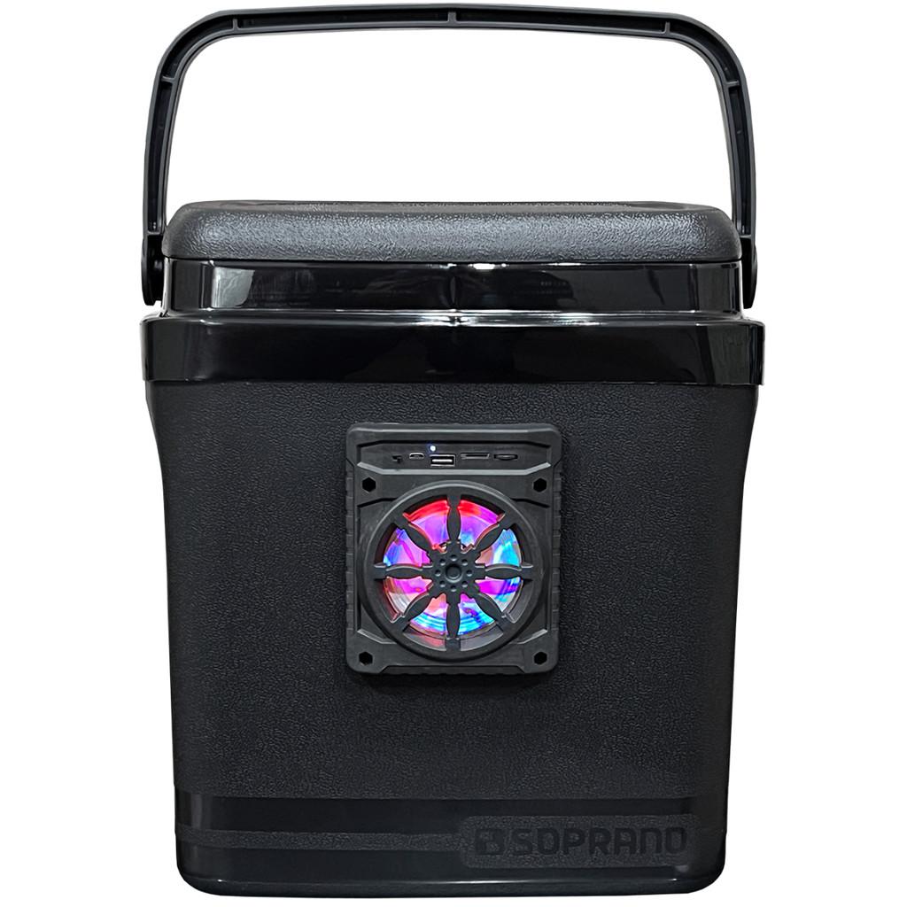 Caixa Termica Cooler Tampa Alça Som Bluetooth USB Fm LED RGB Portátil Bateria Carregador