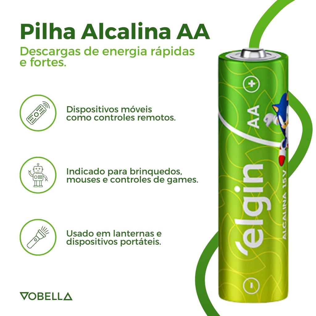 Kit 40 Pilha Alcalina Aa Pequena Blister Com 4 Unidade Elgin