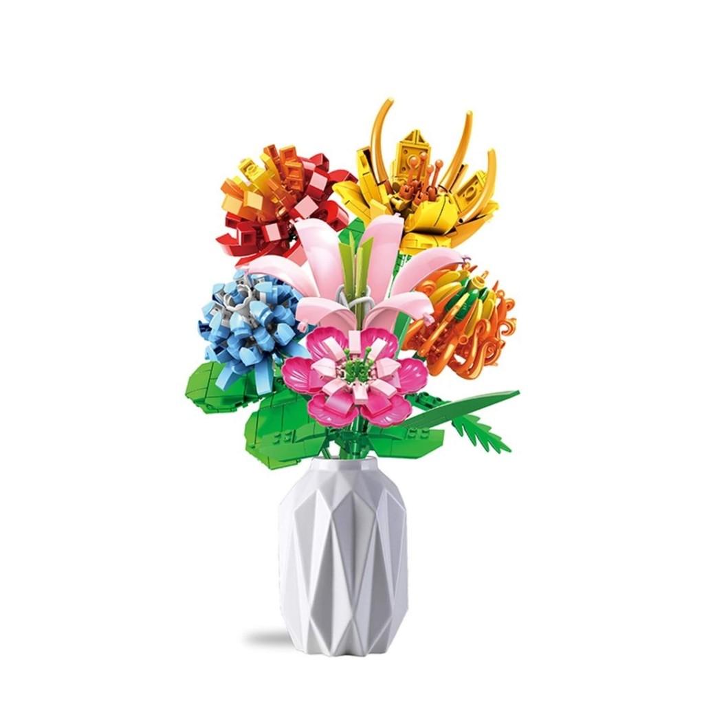 Brinquedo Blocos De Montar Mundo Encantado Flores 62/198 Peças Sortido E Unitário Xalingo