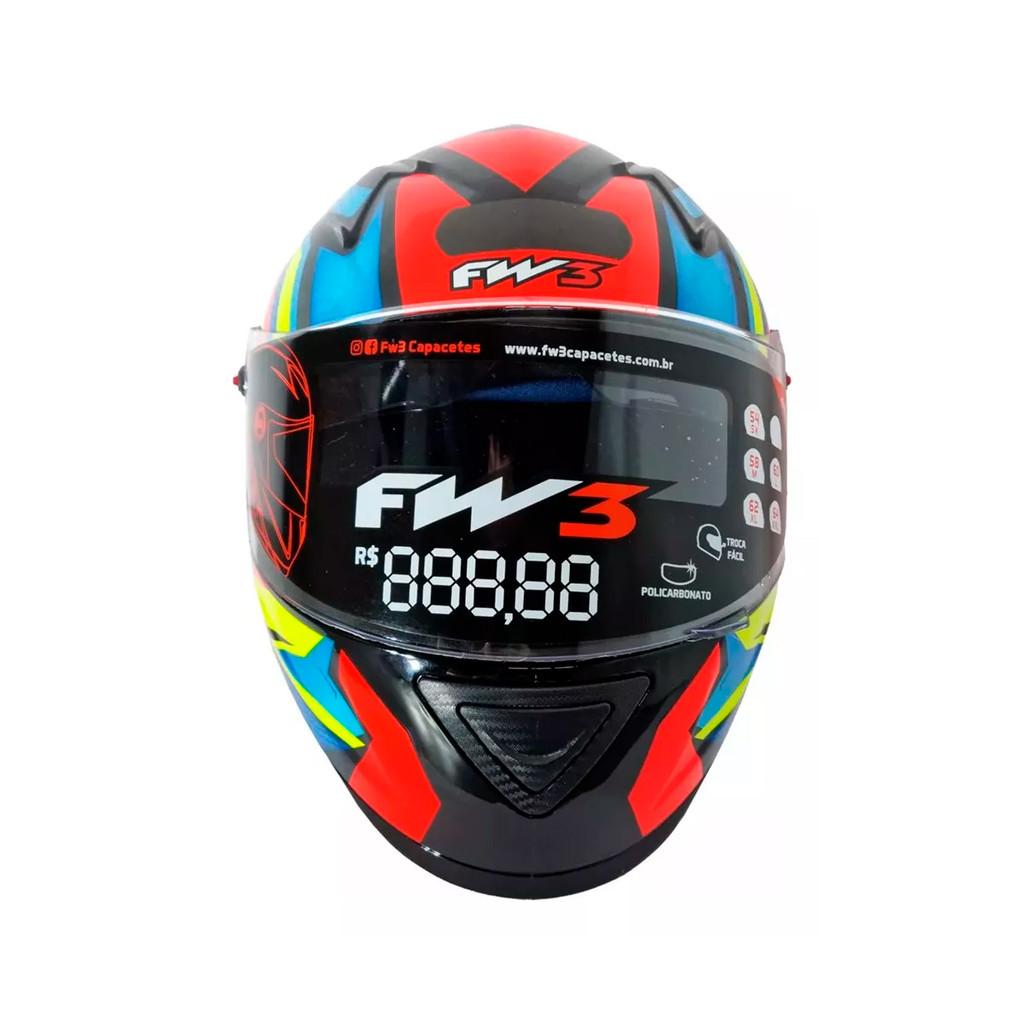 Capacete Moto Fechado Gtn Fox Laranja Viseira Cristal Inmetro Tamanho 56 - FW3