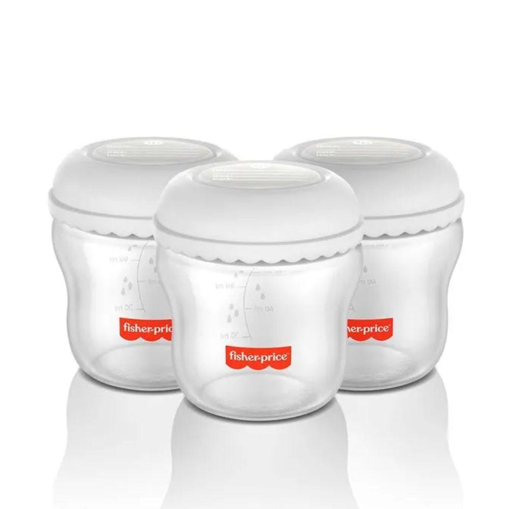 Kit Bomba De Leite Elétrica Dupla Fisher Price + 3 Frascos Pra Armazenar Leite - Bb1224k