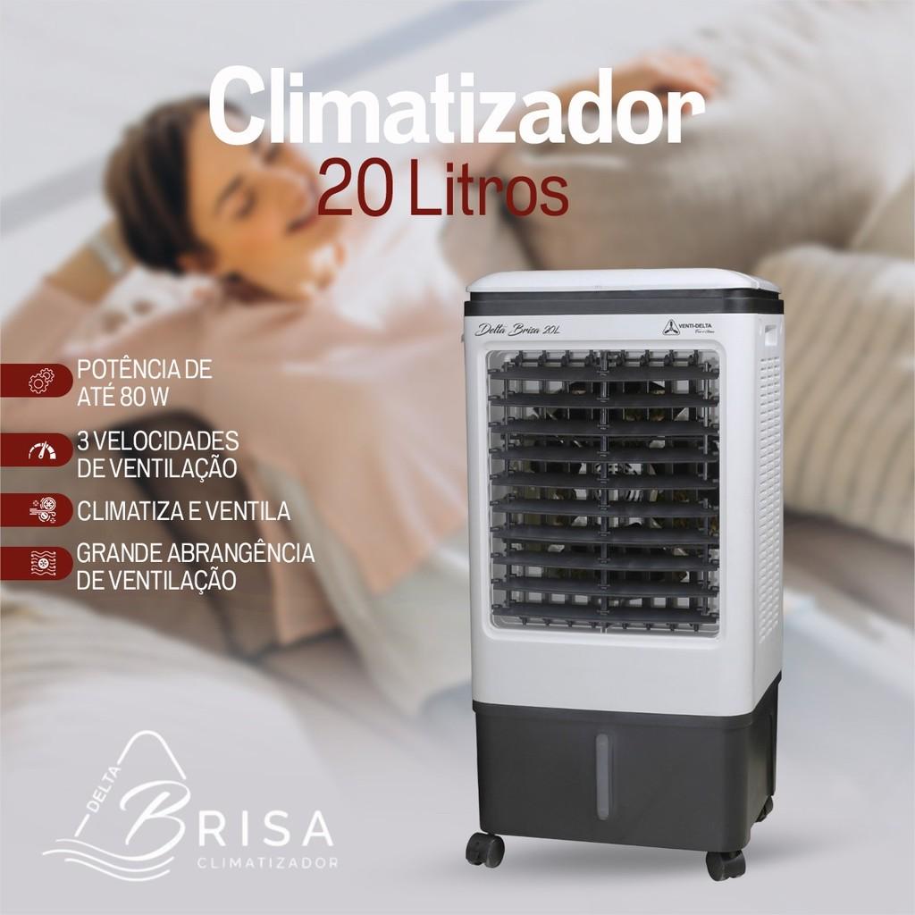 Climatizador De Ar Delta Brisa Portátil Potente 20 Litros Com 3 Velocidades