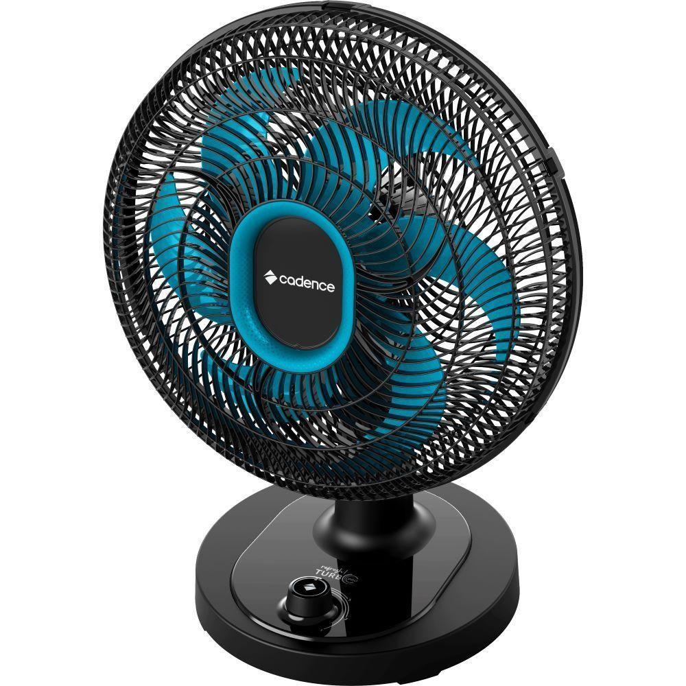 Ventilador De Mesa Cadence Refresh Turbo PRO 6 Pás Preto E Azul Vtr420 127V