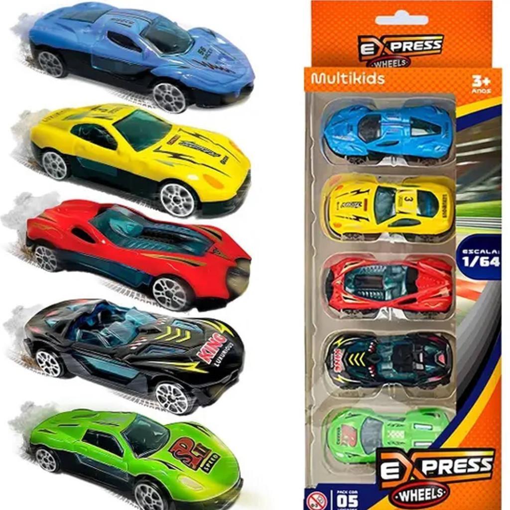Carros Kit Colecionável 1/64 Express Wheels Die Cast Multikids Pack 5 Unid
