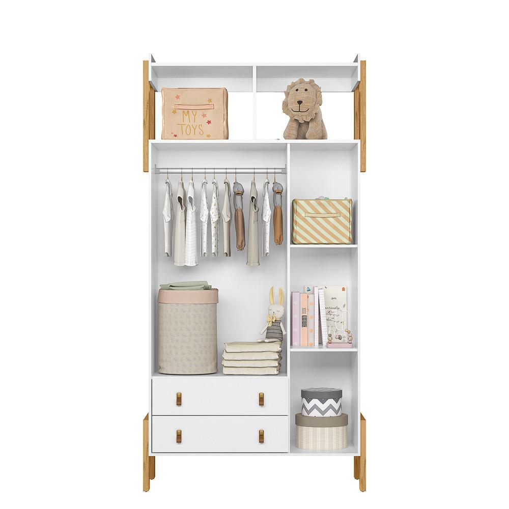 Quarto De Bebê Guarda-roupa 3 Portas 2 Gavetas E Cômoda 3 Gavetas Fantasia Qmovi