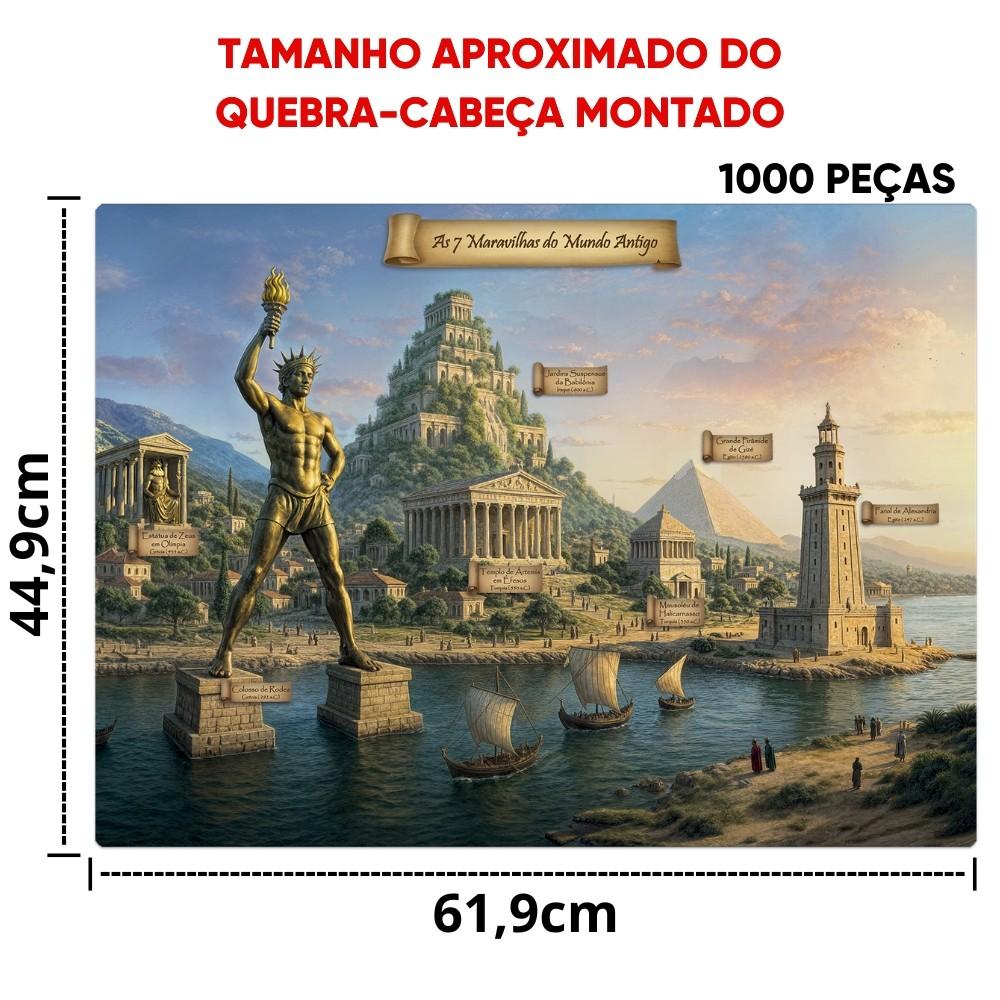 Quebra Cabeça As 7 Maravilhas Do Mundo Antigo 1000 Peças Toyster Puzzle Gizé Éfeso Zeus Babilônia Ia