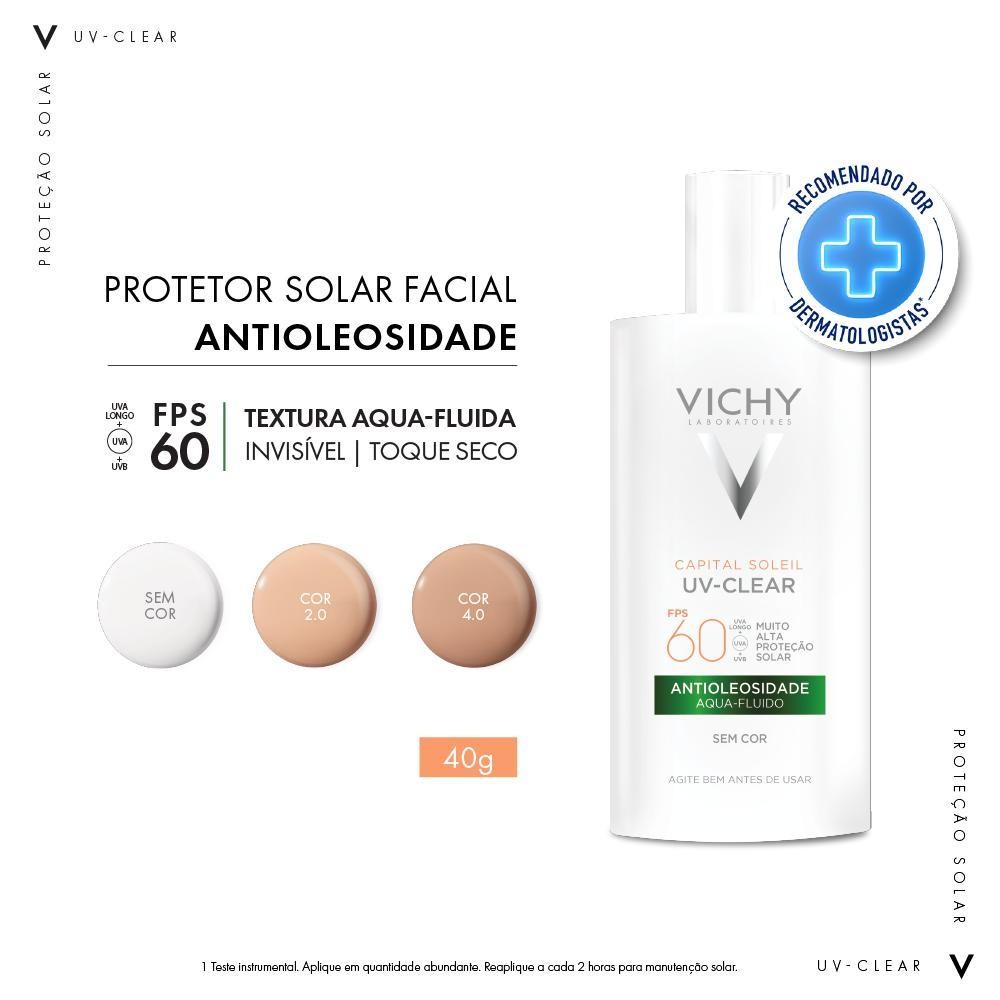 Vichy Capital Soleil Uv-clear Sem Cor Protetor Solar Facial FPS 60 40g