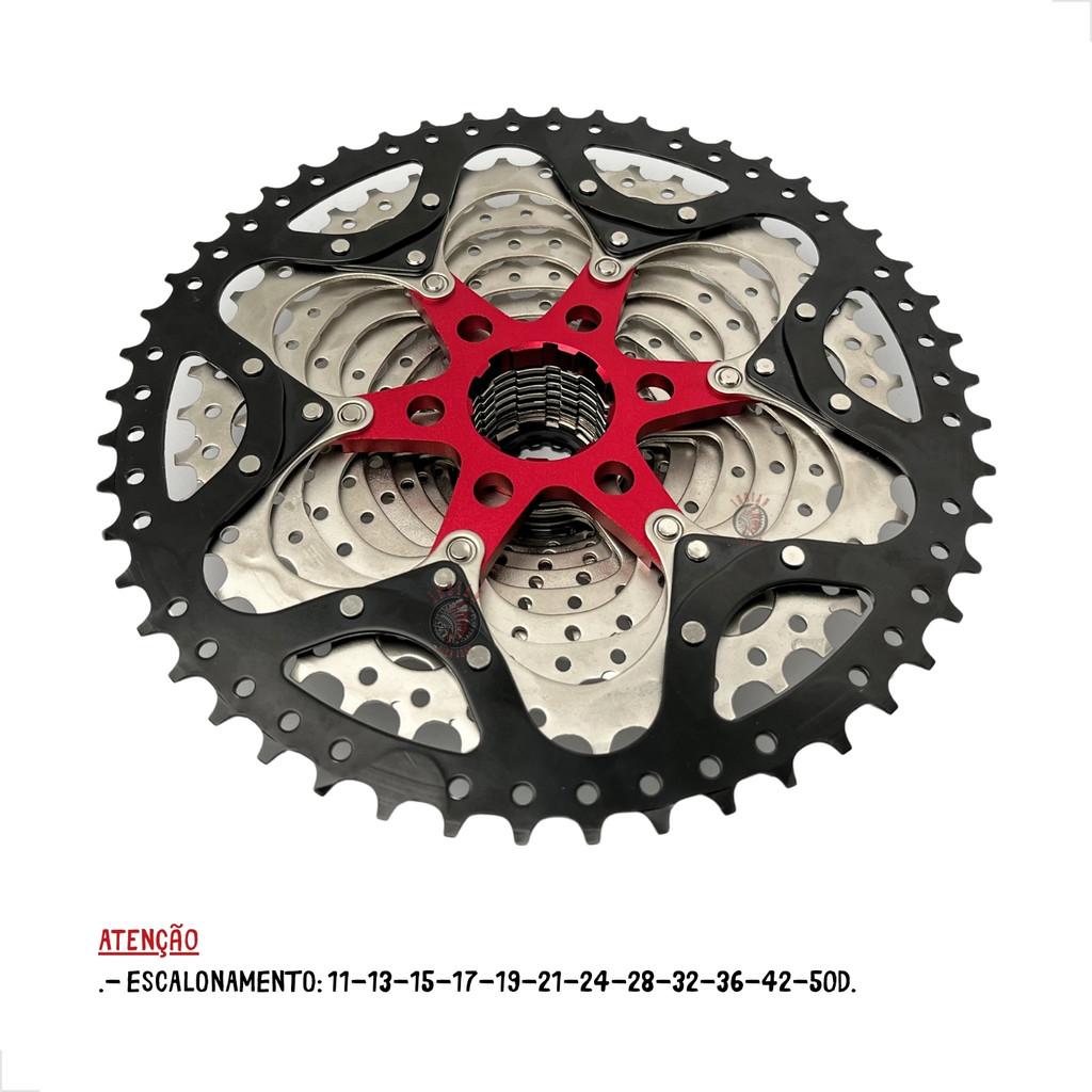 Cassete K7 12V Absolute 11/50d Prata C/Preto - Oem Sem Caixa - P/Freehub 8v/9v/10v Mtb
