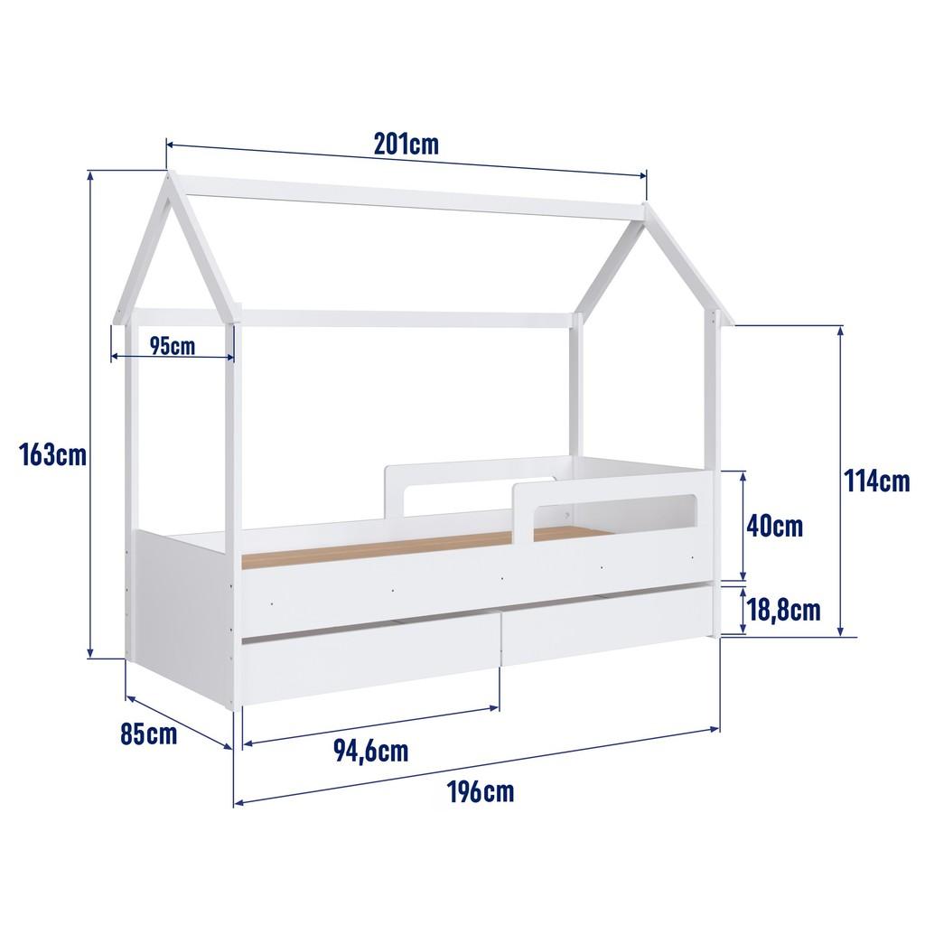 Cama Infantil Montessoriana Com Gavetões Inferiores Branco