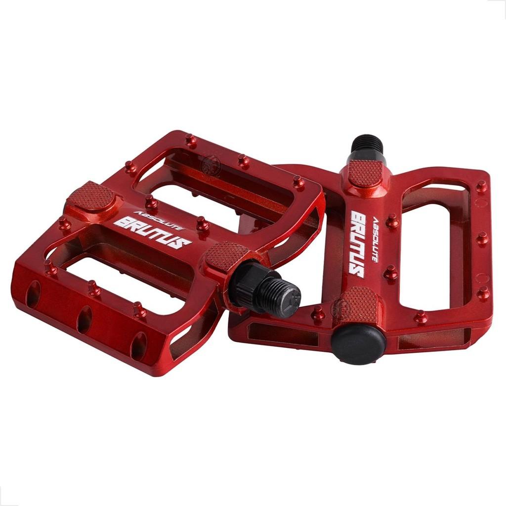 Pedal Plataforma Absolute Brutus Flat 9/16 Vermelho - Dh Enduro Bmx Rosca Grossa 9/16 Freerider Bicicleta