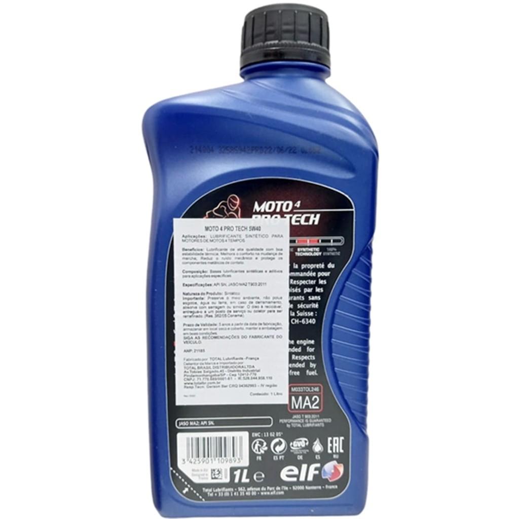 Óleo Sintético Moto 4 PRO Tech 5w40 - 4 Tempos Elf - 1L