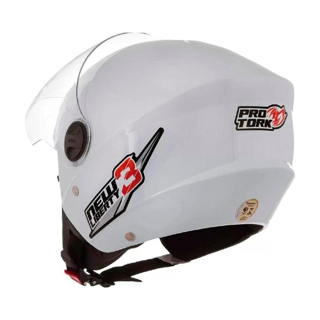 Capacete Moto Aberto New Liberty 3 Branco Viseira Cristal Inmetro Tamanho 58 - PRO Tork