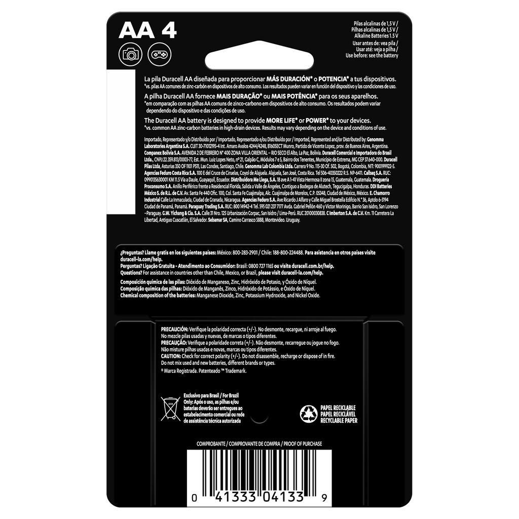 Pilha Optimum Aa Pequena Duracell Com 4 Unidades