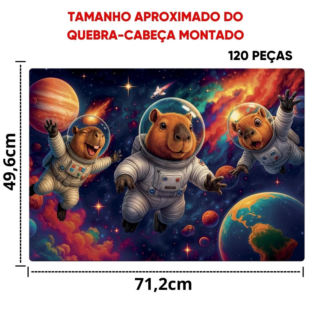 Quebra Cabeça Grandão Capinautas 120 Peças Grandes Toyster Capivaras Astronautas Planetas Capibara