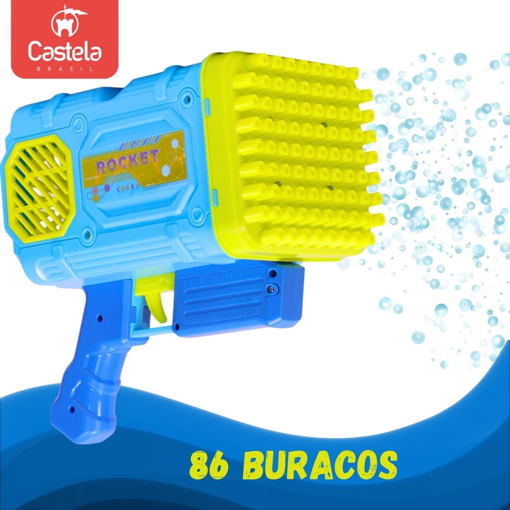 Lançador De Bolhas Estilo Bazuca 86 Furos Bubble Gun - Castela