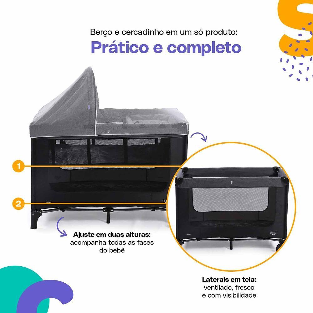 Berço Portátil Cosco Kids Happy Com Mosquiteiro E Trocador 0-15kg Preto
