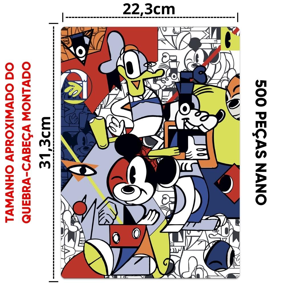 Quebra Cabeça Nano Mickey Abstrato 500 Peças Pequenas Toyster Puzzle Disney Friends Arte Pateta Pato
