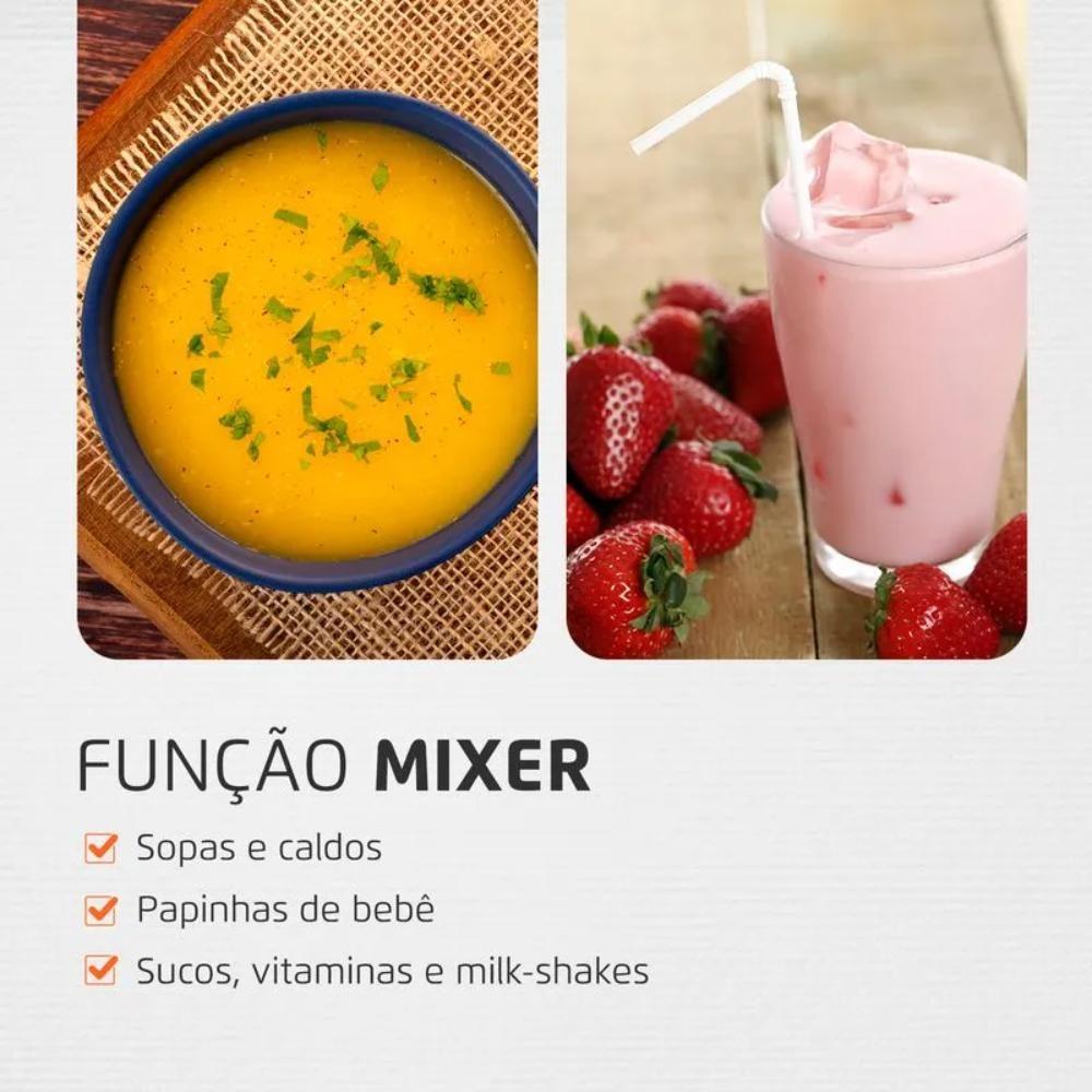 Mixer Mondial Power Red Premium 2 Em 1 Com Lâminas Em Aço 500W Vermelho/inox 220V - M-10
